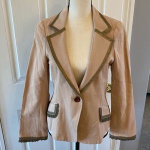 TOCCA Blush Blazer w/gold chiffon pleat edging sz8